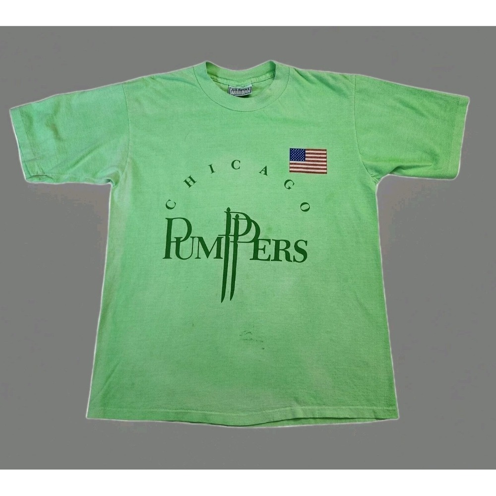 Vintage 90s Chicago Pumppers Paradise Island All Sport Green T-Shirt Large USA